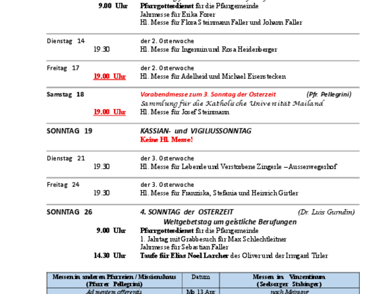 Die Pfarrei Schalders Die Pfarrei Schalders