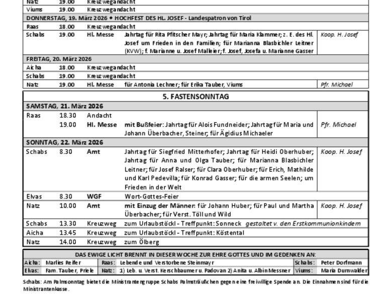 Die Pfarrei Schabs Die Pfarrei Schabs