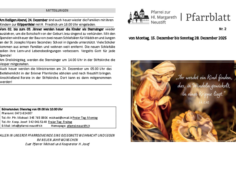 Die Pfarrei Neustift Die Pfarrei Neustift