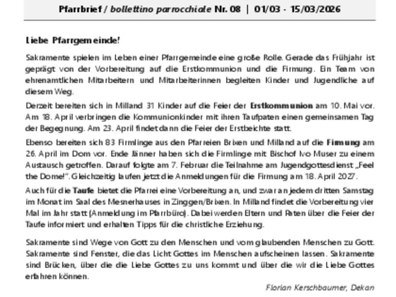 Die Pfarrei Milland Die Pfarrei Milland