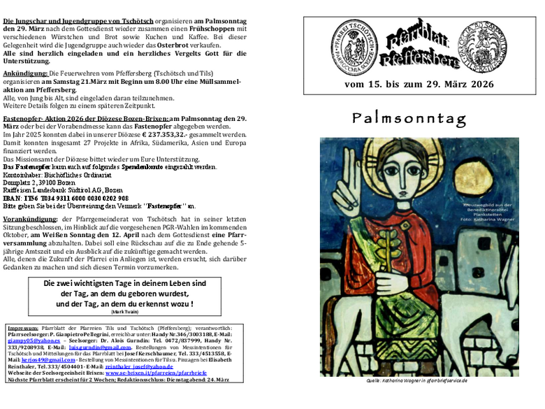 Die Pfarrei Tschötsch Die Pfarrei Tschötsch