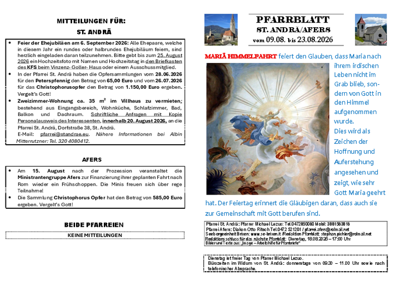 Die Pfarrei St. Andrä Die Pfarrei St. Andrä
