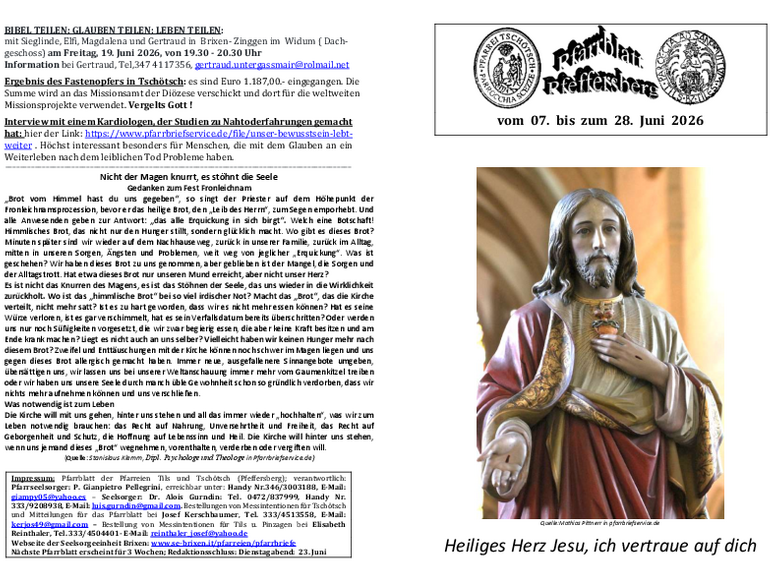 Die Pfarrei Tschötsch Die Pfarrei Tschötsch